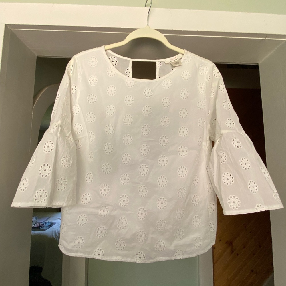 Elegant White Eyelet Blouse